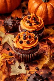 Pumpkin cupcakes in an autumnal setting by Poster Art Shop