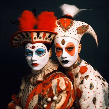 Märchenhafte Maskerade Porträt zwei Personen von Vlindertuin Art