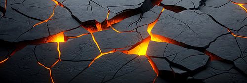 Glowing lava in cracks