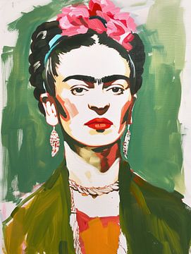 Frida portret schilderij met gouache kleuren van Frank Daske | Foto & Design
