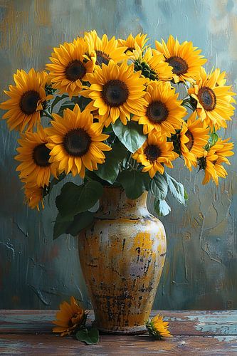 Klassiek stilleven met zonnebloemen
