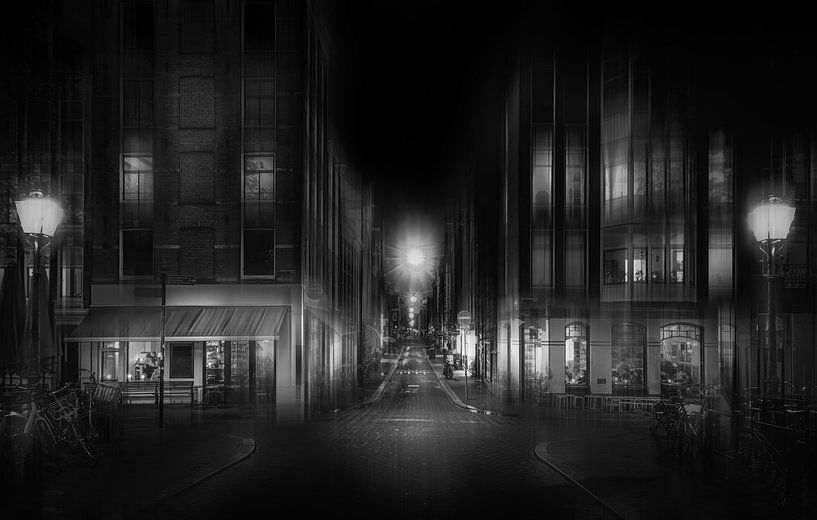 Blue whale street scene -sw by ahafineartimages