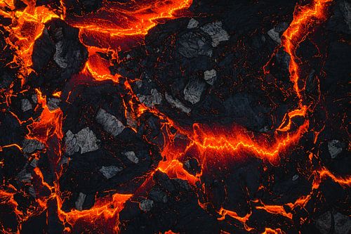 Close-up of the lava river