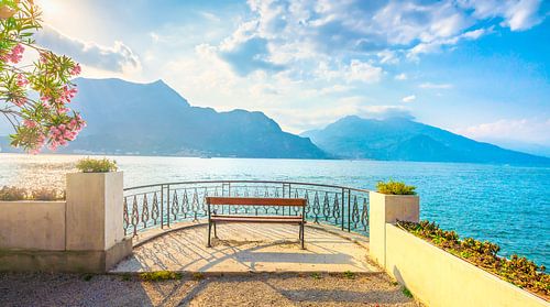 Bank am Comer See. Bellagio, Italien