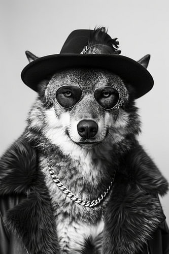 Loup en vêtements de mode