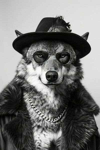 Loup en vêtements de mode par Poster Art Shop