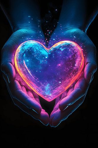 Hearts glowing hands