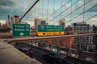 Brooklyn Bridge urban motorway: signposts to the heart of New York