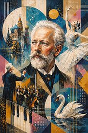 Painting of the Russian composer Pyotr Ilyich Tchaikovsky. by Johannes