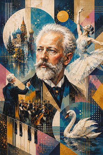 Russische Componist Pjotr Iljitsj Tsjaikovski schilderij.