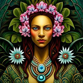 Maori-Frau, Neuseeländische Kunst von Betty Maria Digital Art