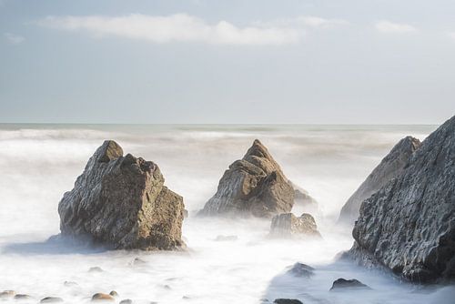 The coast in earthy pastel shades