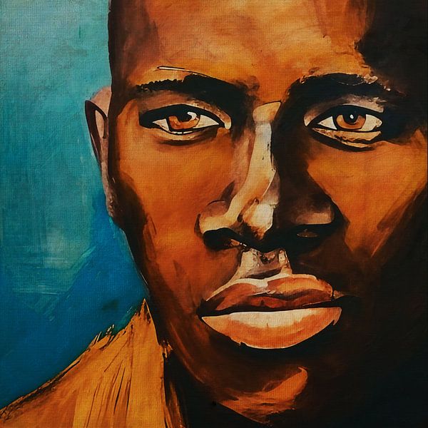 Afro man stylized portrait by Jan Keteleer (JanKé): A Journey Beyond the Canvas