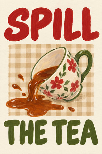 Spill the Tea – kippende Teetasse