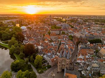 Summer sunset over Zwolle seen from above