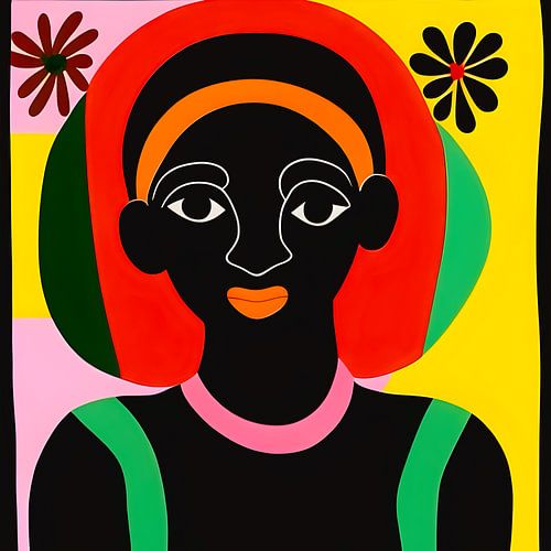 Collage Illustratie 9: Afrikaans meisje dat dagdroomt