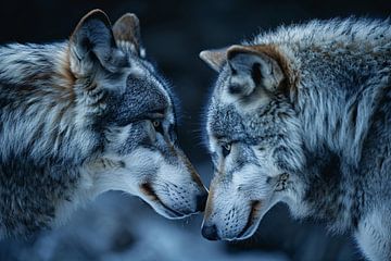 Two wolves in a dark setting by Art & Soul Creations