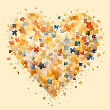 Cheerful multi-coloured heart on neutral background by Lauri Creates