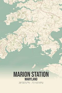 Vintage landkaart van Marion Station (Maryland), USA. van MijnStadsPoster