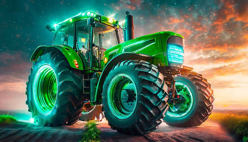 Groene kleuren Trekker met elektromotor van Mustafa Kurnaz