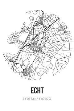 Echt (Limburg) | Landkaart | Zwart-wit van Rezona