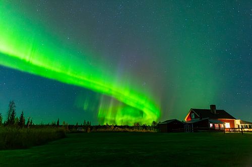 Nordlicht über der Myrkulla Lodge – Magischer Himmel über Schwedens Weite