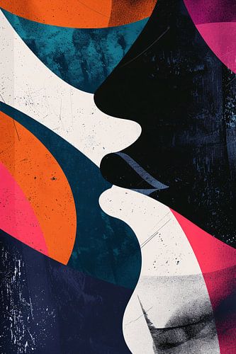 Abstract Kunstwerk met Kleurrijk Gezichten