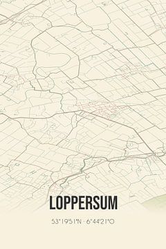 Vintage landkaart van Loppersum (Groningen) van Rezona