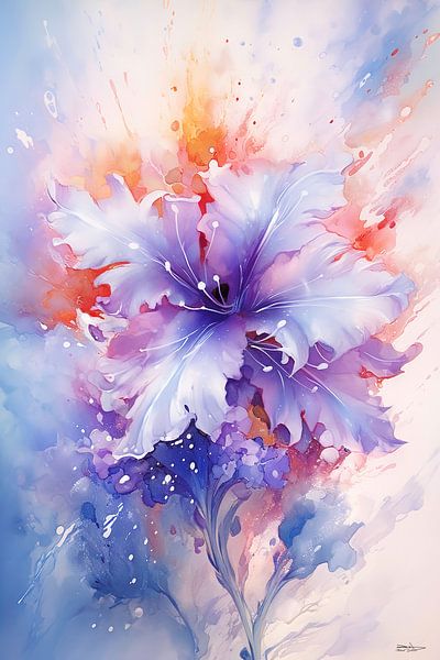 abstract aqaurel of a flower/flowers. by Gelissen Artworks