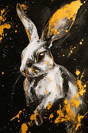 Abstraktes Kaninchen mit goldenen Akzenten von Imperial Art House