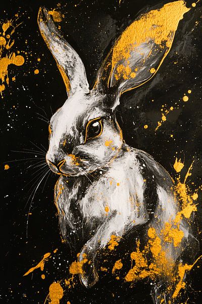 Abstract rabbit with gold accents by Imperial Art House