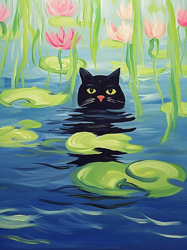 Monets kat met waterlelies