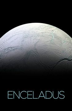 STK205473S-Solar system poster Enceladus, een maan van Saturnus. van Stocktrek Images