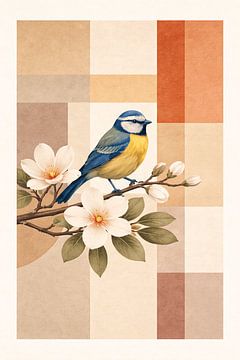 Scandi Blue Tit Blossom by MARTINA KUSUMA DEWI