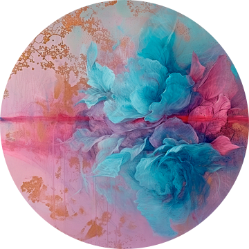 Abstract, bloemen, pastel en bladgoud van Joriali Abstract