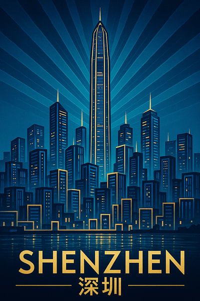 Skyline futuriste de Shenzhen - Tours montantes &amp;amp ; Horizon bleu électrique par Travel Shop