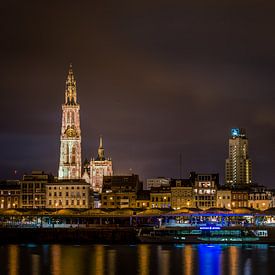 Nachtzicht op Antwerpen van Johan Vos