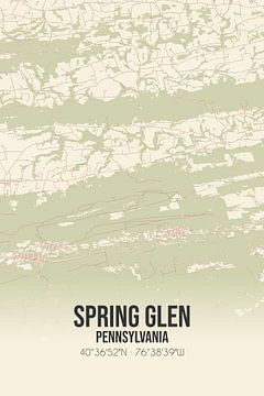Vintage landkaart van Spring Glen (Pennsylvania), USA. van Rezona