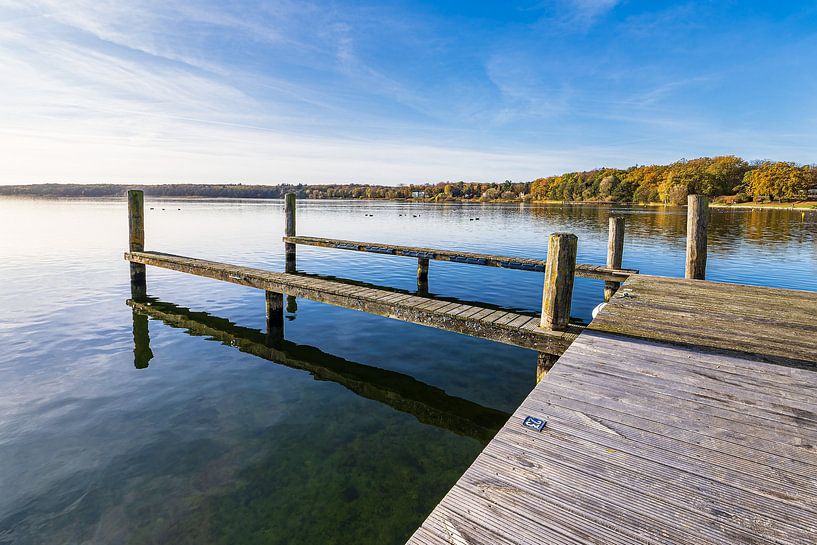 Steg und Bäume am Plauer See in der Stadt Plau am See von Rico Ködder