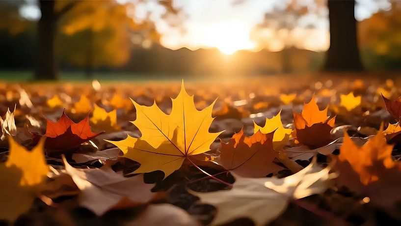 Détail d'automne au coucher du soleil par Jean Pierre