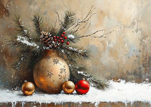 Christmas still life | Red Gold Christmas by Art Whims