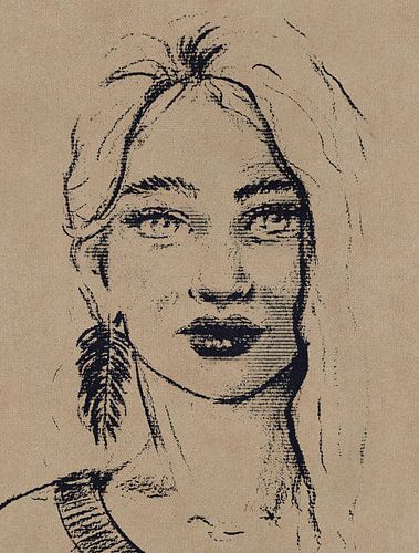 Portret vrouw op karton