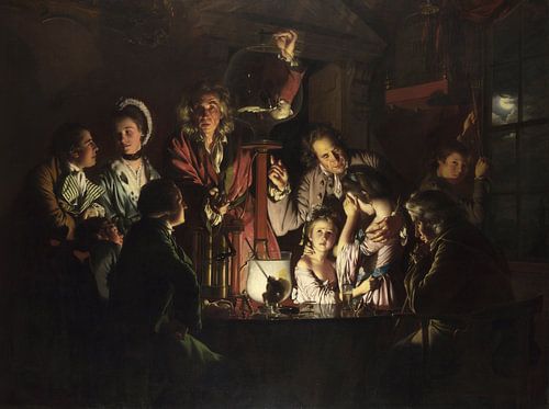 Een experiment met een vogel in de luchtpomp, Joseph Wright uit Derby