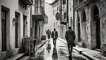 Man with jacket and hat on the street by Mustafa Kurnaz