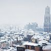 La tour du Dom d'Utrecht dans la neige sur Chris Heijmans