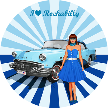 Ik hou van rockabilly versie 2 in Blue van Monika Jüngling