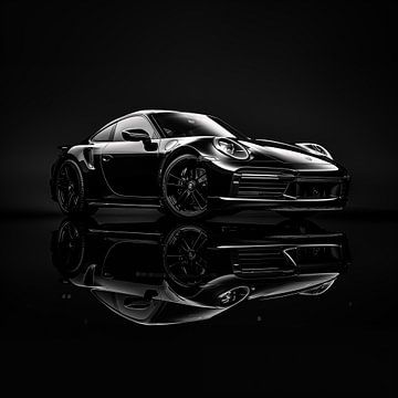 Porsche 911 Turbo zwart portret van TheXclusive Art