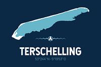 Terschelling | Design kaart | Silhouet | Minimalistische kaart