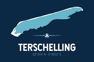 Terschelling | Design kaart | Silhouet | Minimalistische kaart van ViaMapia