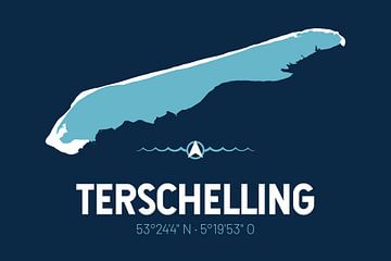 Terschelling | Design-Landkarte | Insel Silhouette von ViaMapia